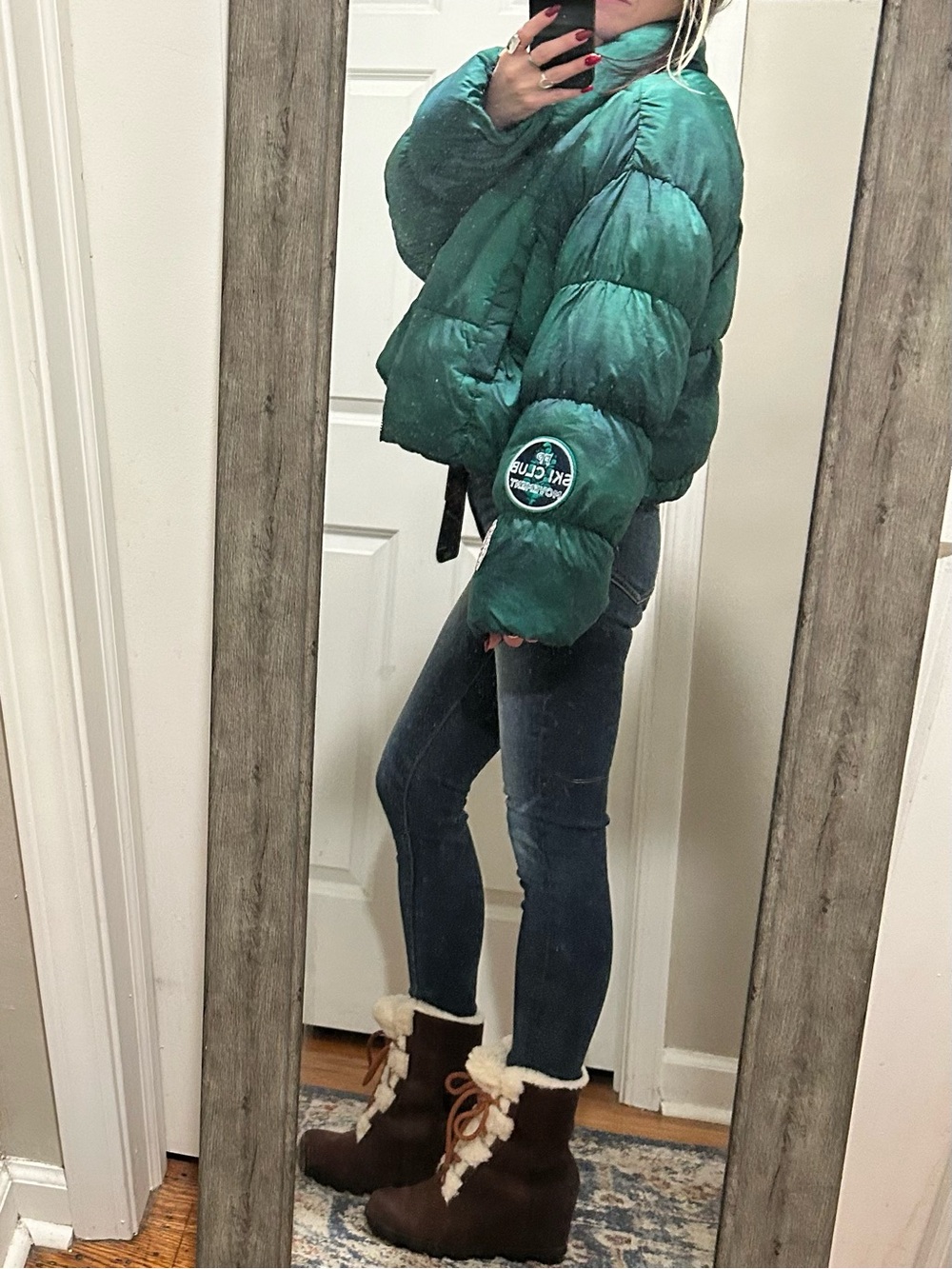 New RARE Free People Movement In A Bubble Patch Puffer Jacket in Evergreen - Picture 13 of 16